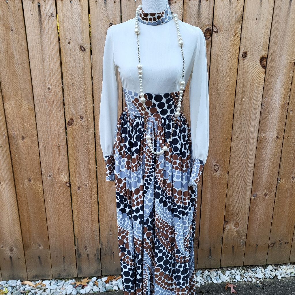 70s Vintage Custom Made Bohemian Style Maxi Dress